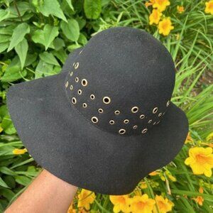 SCALA STUDIO 100% Black Wool Wide Brim VTG HAT